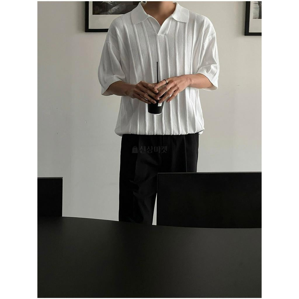 【Metanoia】 🇰🇷韓製 翻領針織短袖上衣