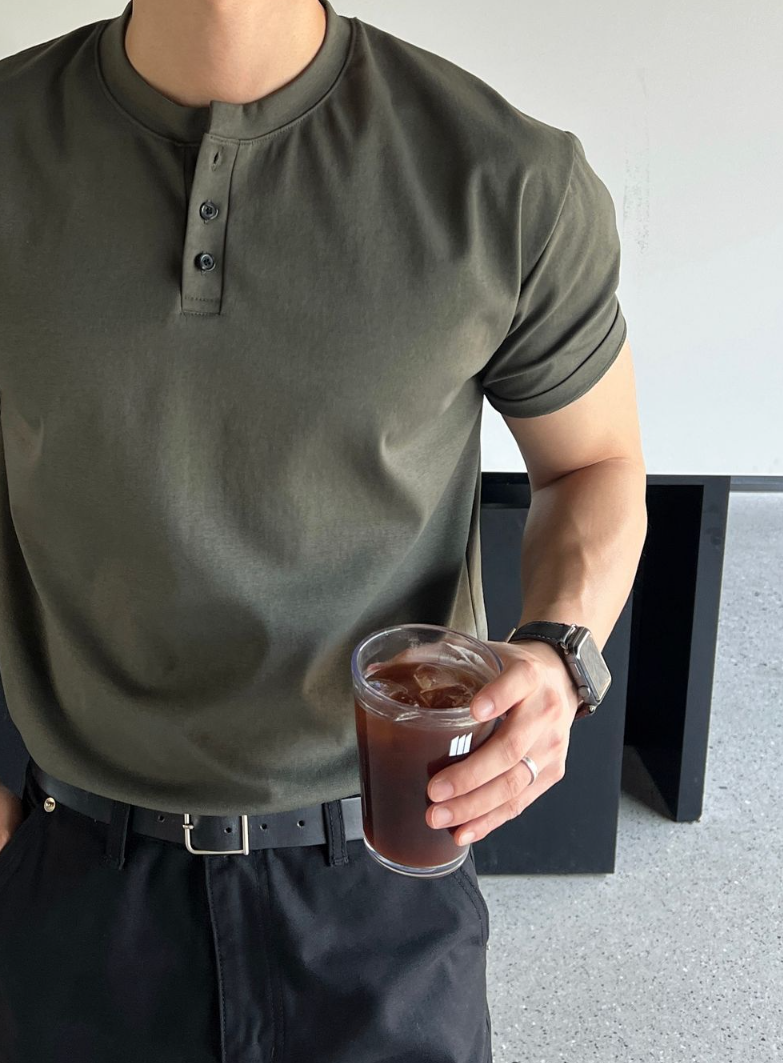 【Metanoia】🇰🇷韓製 亨利領 muscle-fit 短袖上衣