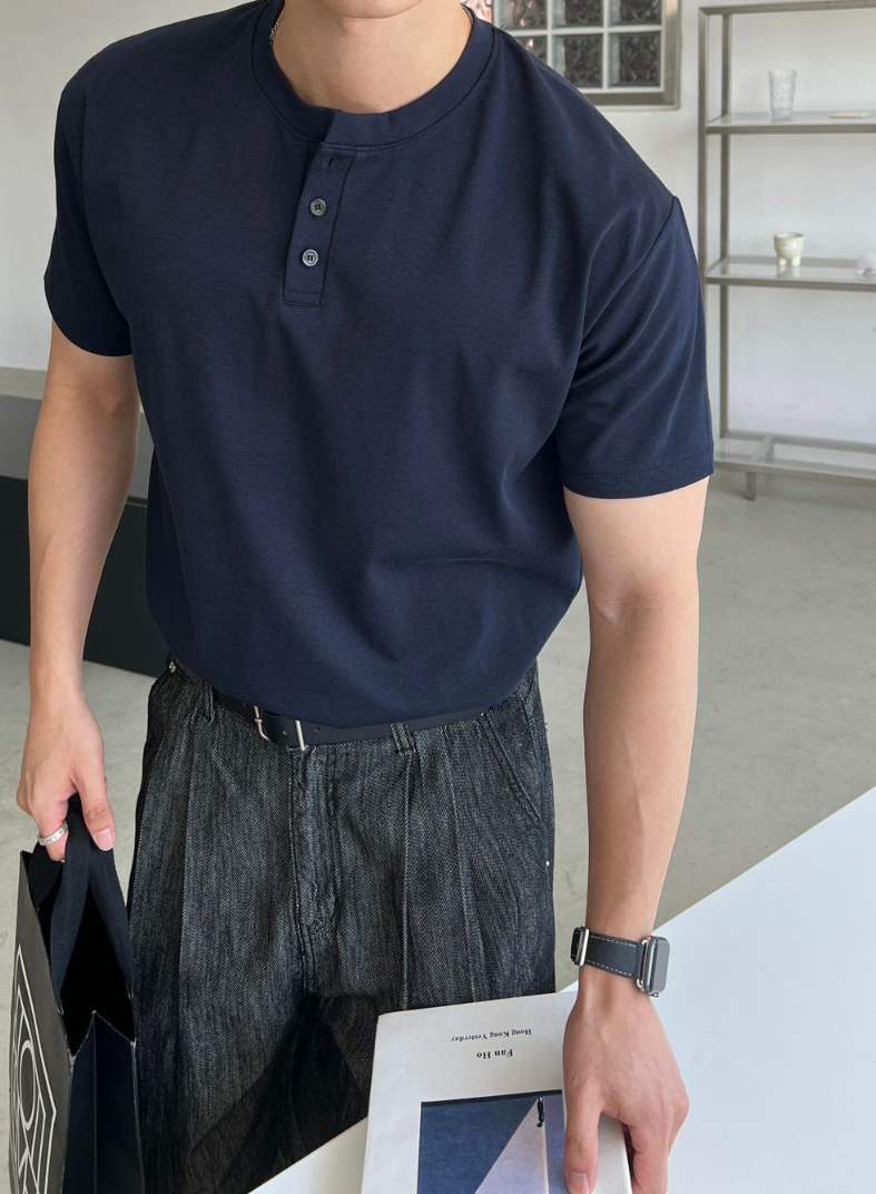 【Metanoia】🇰🇷韓製 亨利領 muscle-fit 短袖上衣