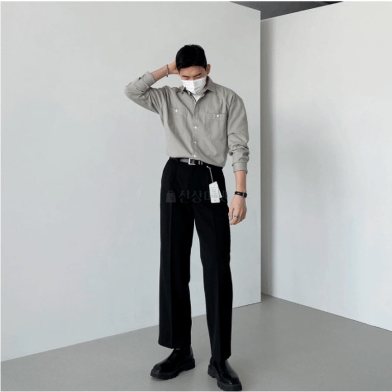 【Metanoia】🇰🇷韓製基本款防皺半寬休閒褲