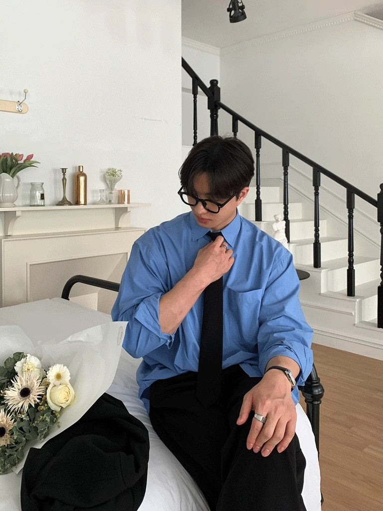 【Metanoia】韓國設計 經典翻領寬鬆純棉襯衫 - 1