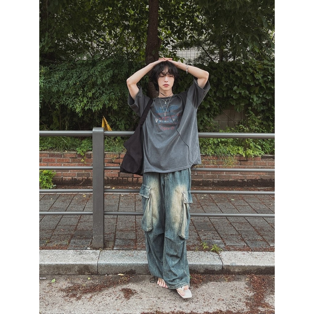 【Metanoia】🇰🇷韓製 落肩水洗做舊印花短袖上衣 - 6