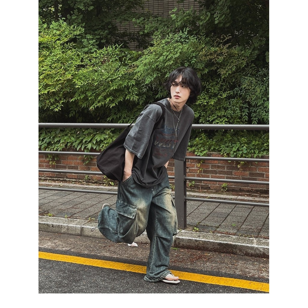 【Metanoia】🇰🇷韓製 落肩水洗做舊印花短袖上衣 - 10