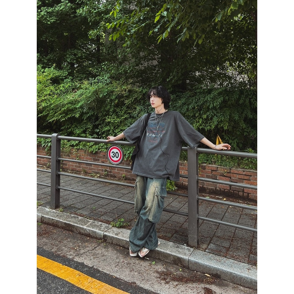 【Metanoia】🇰🇷韓製 落肩水洗做舊印花短袖上衣 - 8