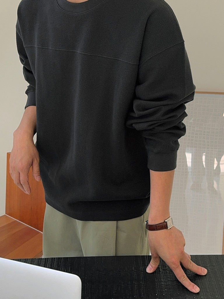 【Metanoia】🇰🇷韓製 重磅華夫格拼接長袖T恤 6色 M-XL - 8