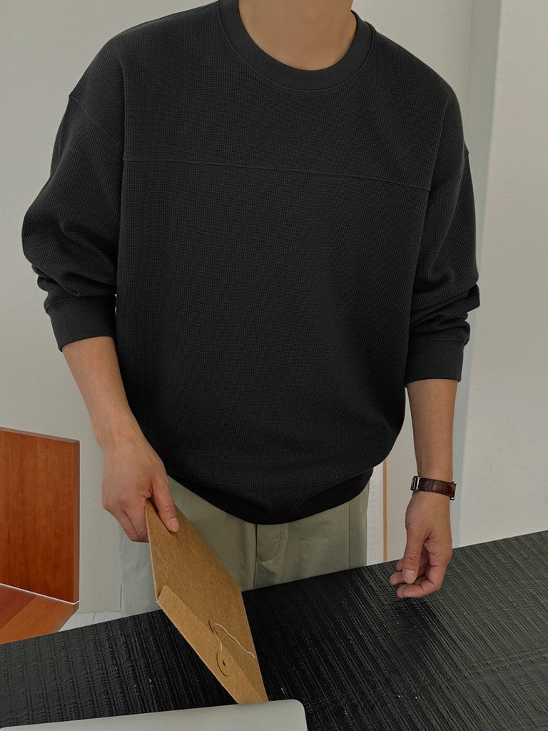 【Metanoia】🇰🇷韓製 重磅華夫格拼接長袖T恤 6色 M-XL - 6