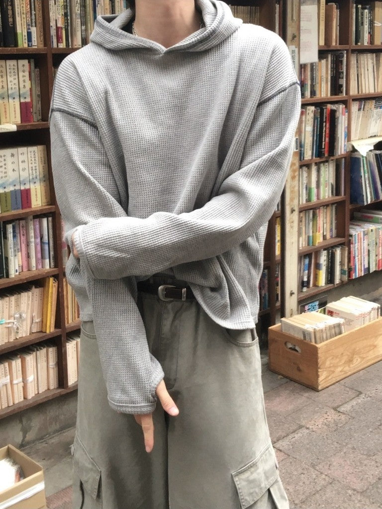 【Metanoia】韓國設計 鬆軟華夫格針織連帽上衣 - 1