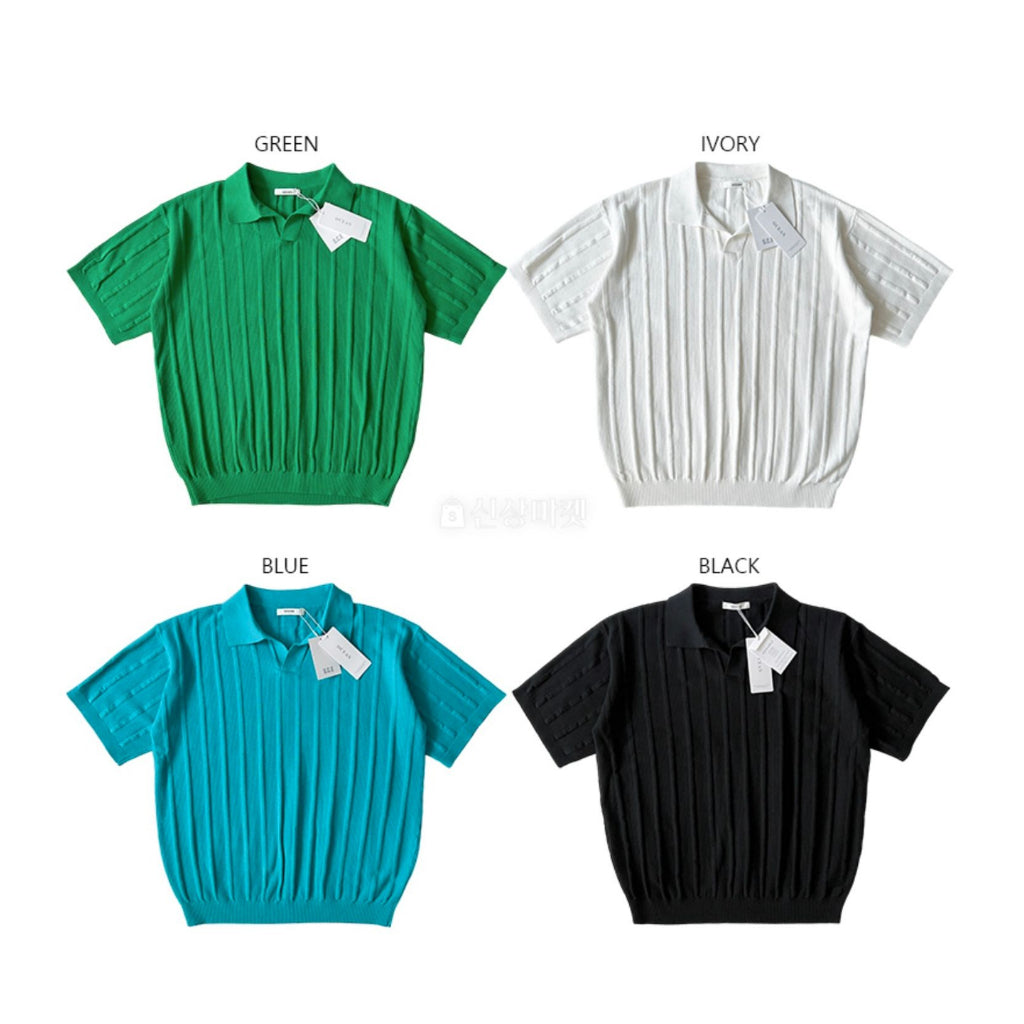 【Metanoia】 🇰🇷韓製 翻領針織短袖上衣