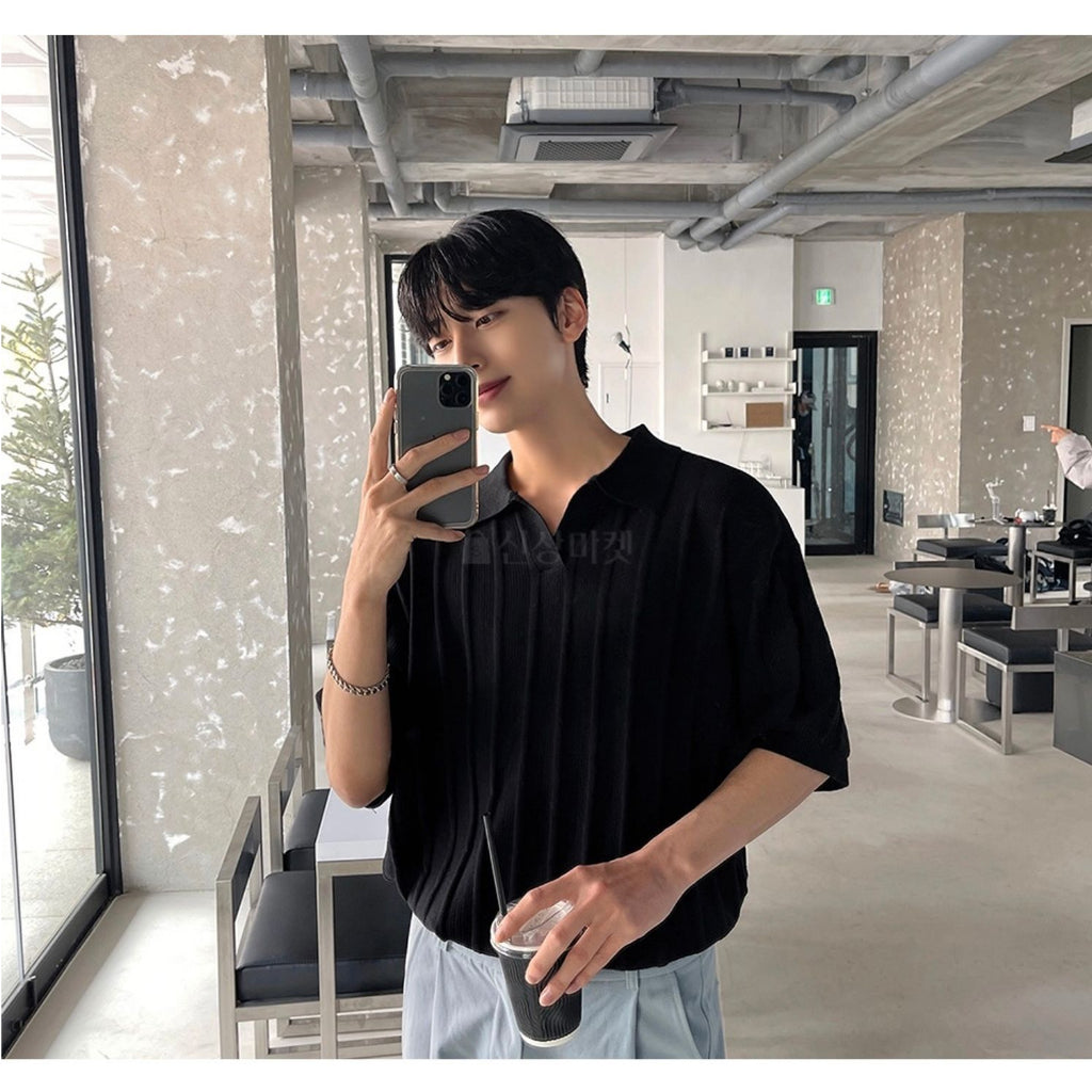 【Metanoia】 🇰🇷韓製 翻領針織短袖上衣