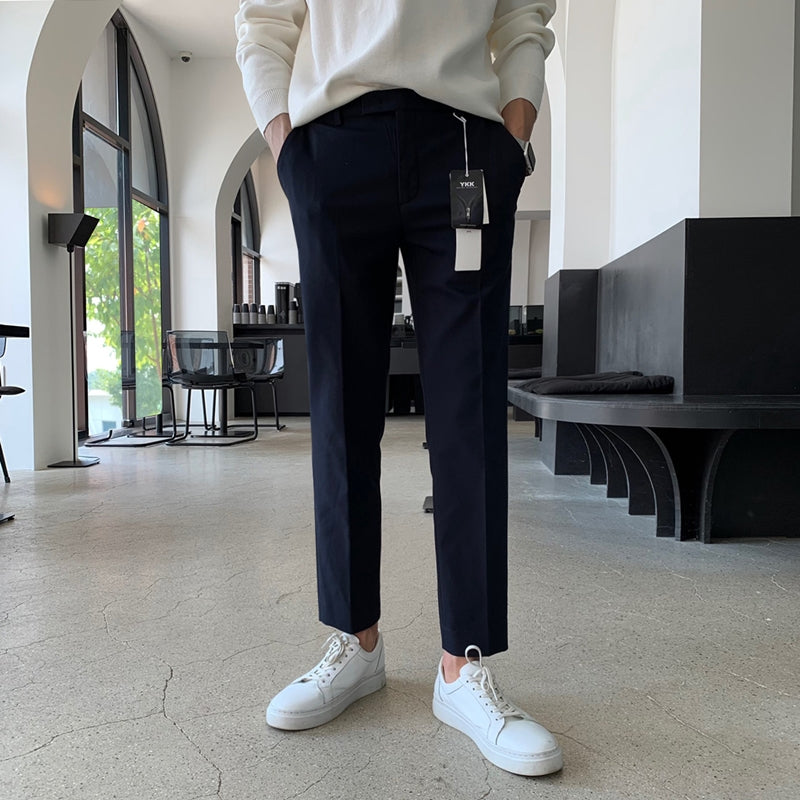 【Metanoia】韓國設計 舒適修身直筒九分西裝褲