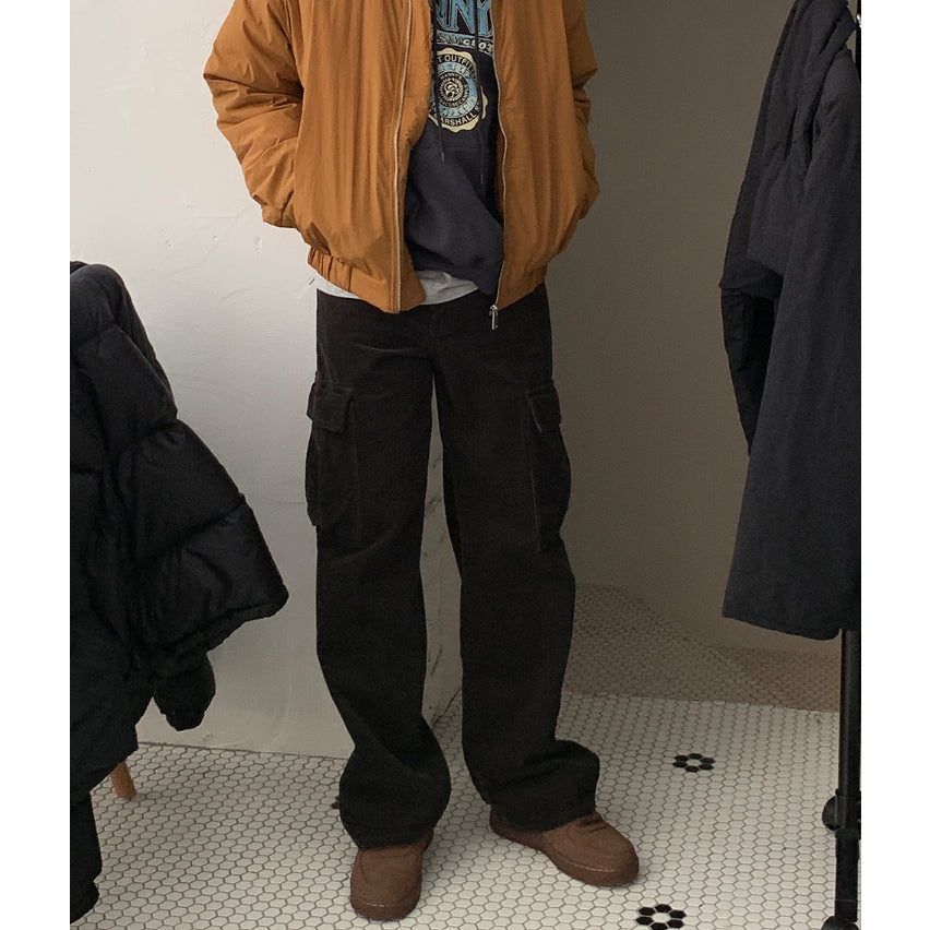 【Metanoia】韓國設計 工裝燈芯絨落地褲