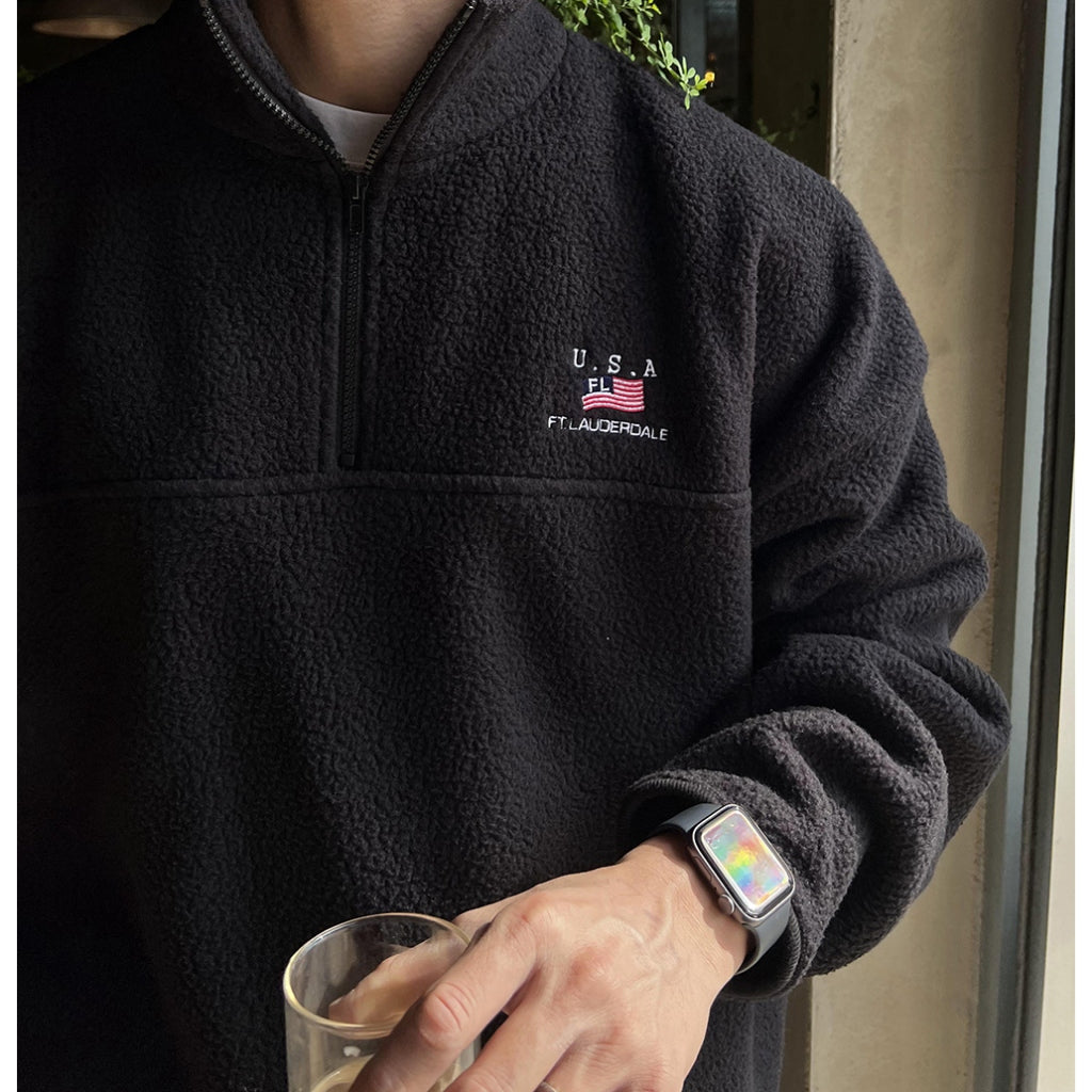 【Metanoia】🇰🇷韓製 抓絨半拉鍊大學T