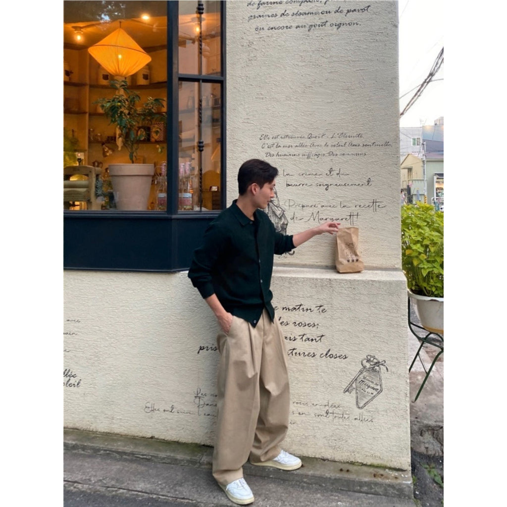 【Metanoia】🇰🇷韓製 後鬆緊卡其落地褲