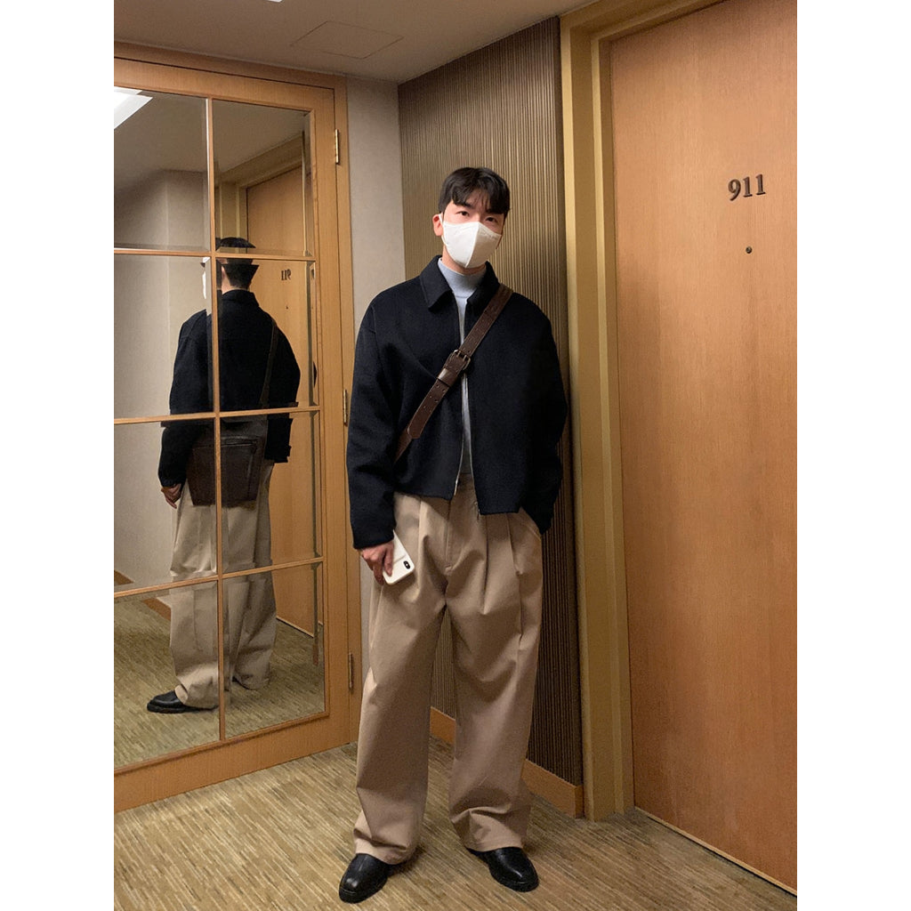 【Metanoia】🇰🇷韓製 後鬆緊卡其落地褲