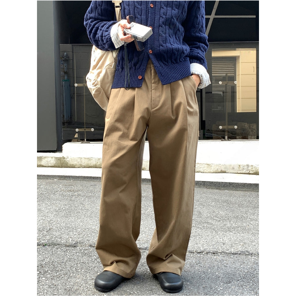 【Metanoia】🇰🇷韓製 後鬆緊卡其落地褲