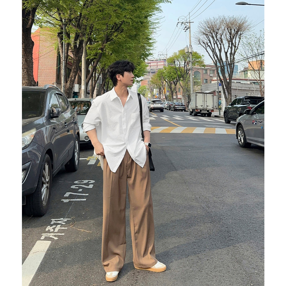 【Metanoia】韓國設計 休閒鬆緊帶落地褲