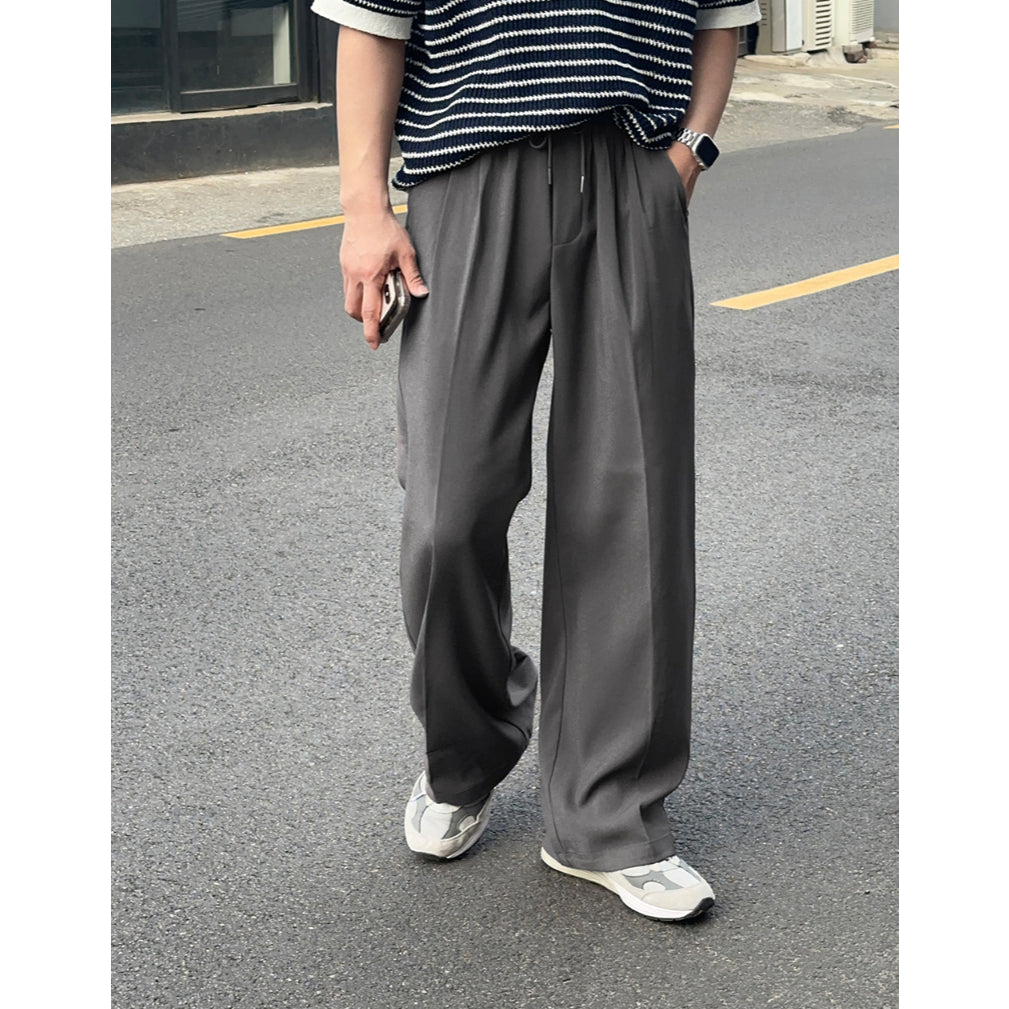 【Metanoia】韓國設計 休閒鬆緊帶落地褲