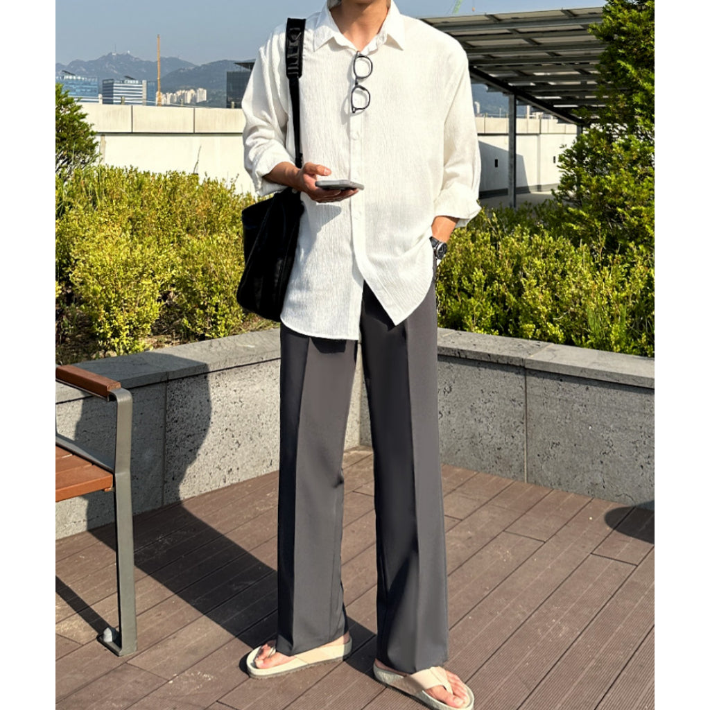 【Metanoia】韓國設計 涼感落地西裝褲