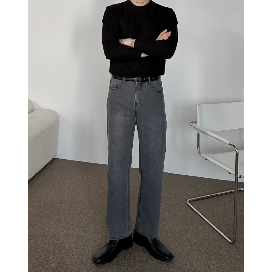 【Metanoia】韓國設計 寬鬆直筒牛仔落地褲