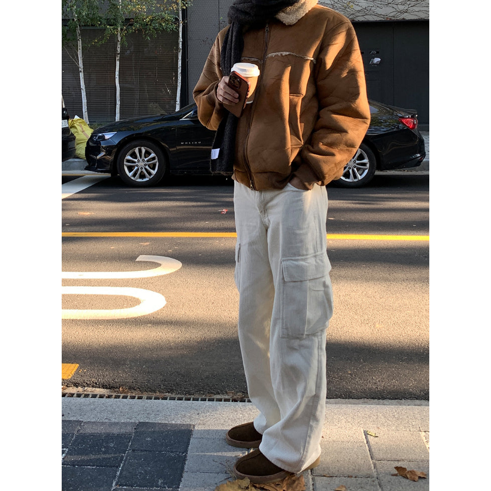 【Metanoia】韓國設計 工裝燈芯絨落地褲