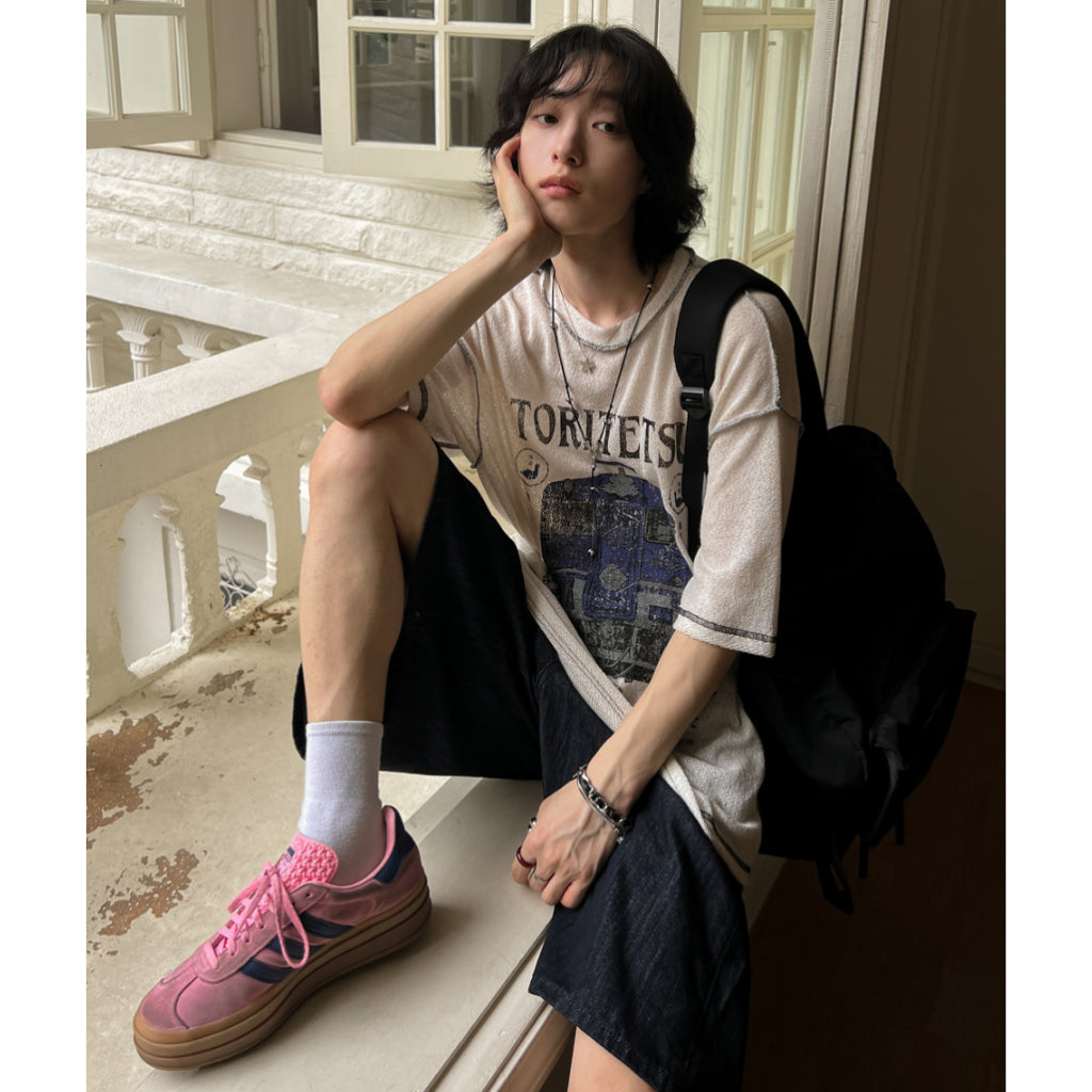 【Metanoia】🇰🇷韓製 拼接印花短袖上衣