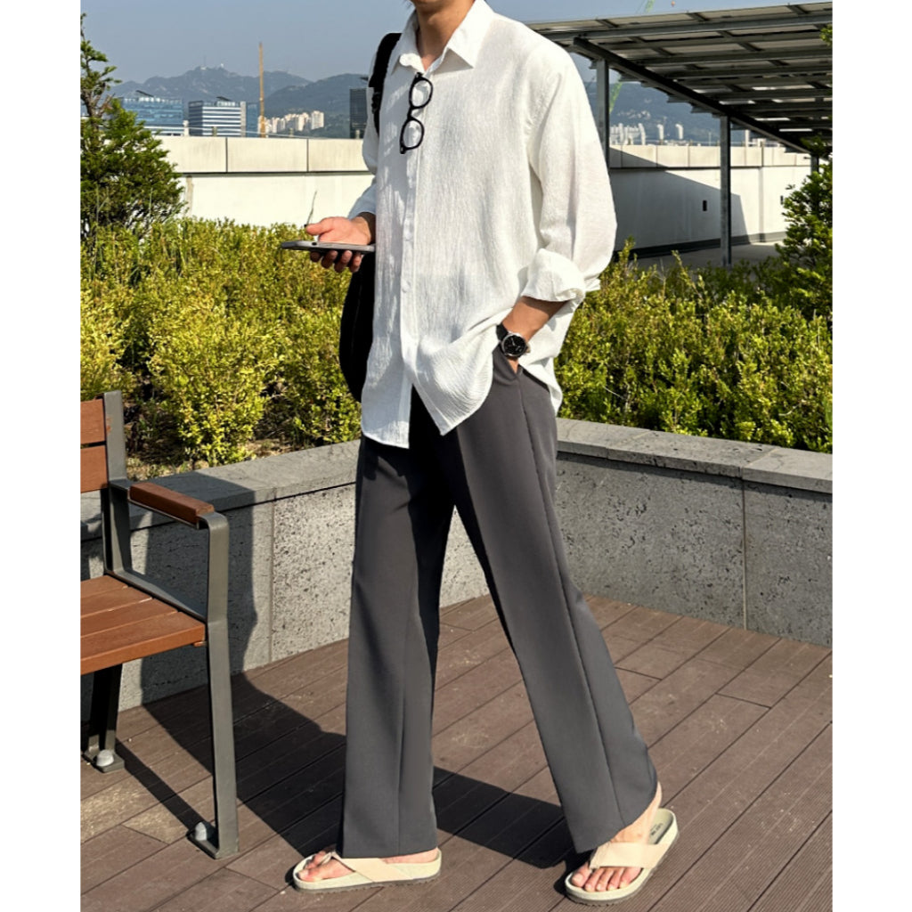 【Metanoia】韓國設計 涼感落地西裝褲