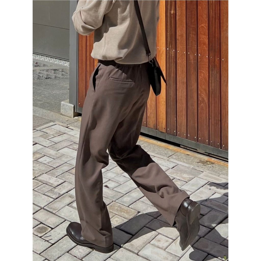 【Metanoia】🇰🇷韓製 後鬆緊寬鬆西裝落地褲 - 3