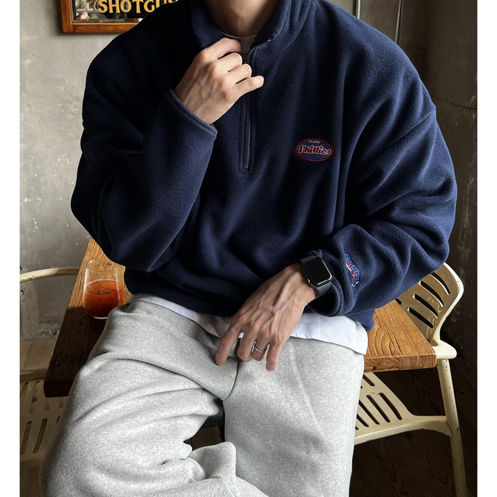 【Metanoia】🇰🇷韓製 抓絨半拉鍊大學T