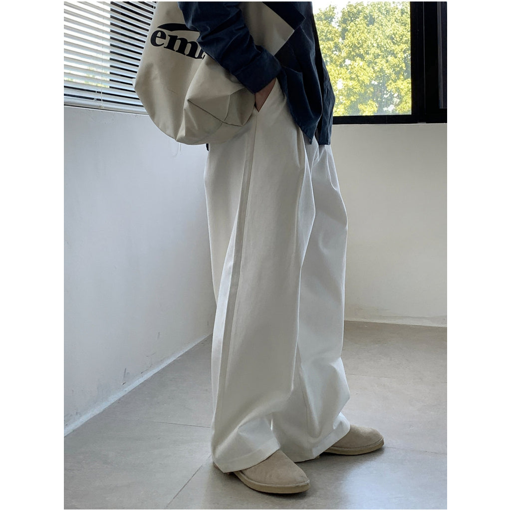 【Metanoia】🇰🇷韓製 後鬆緊卡其落地褲