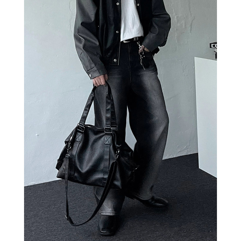 【Metanoia】韓國設計 實用波士頓皮革斜背包