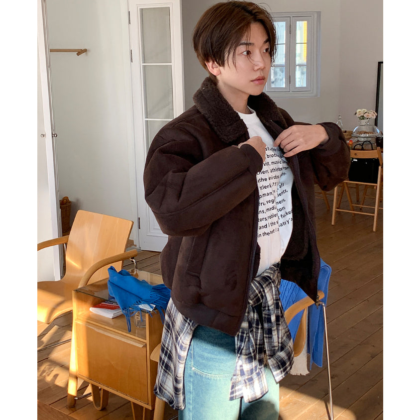 【Metanoia】🇰🇷韓製 絨面革羊羔毛翻領夾克外套