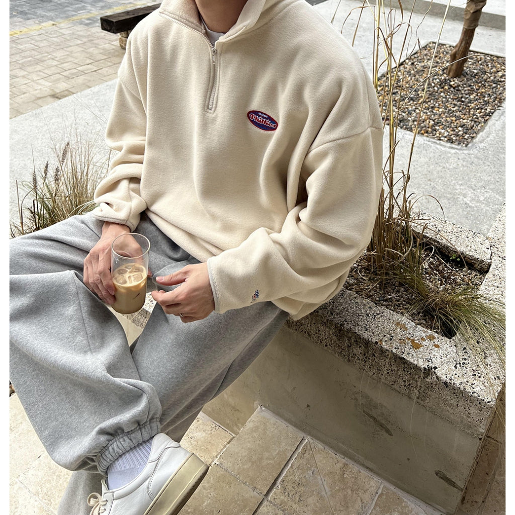 【Metanoia】🇰🇷韓製 抓絨半拉鍊大學T