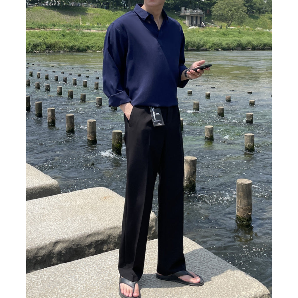 【Metanoia】韓國設計 涼感落地西裝褲