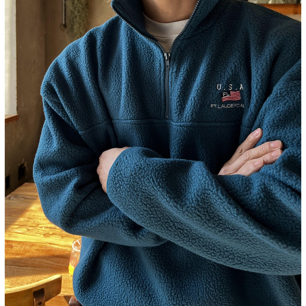 【Metanoia】🇰🇷韓製 抓絨半拉鍊大學T