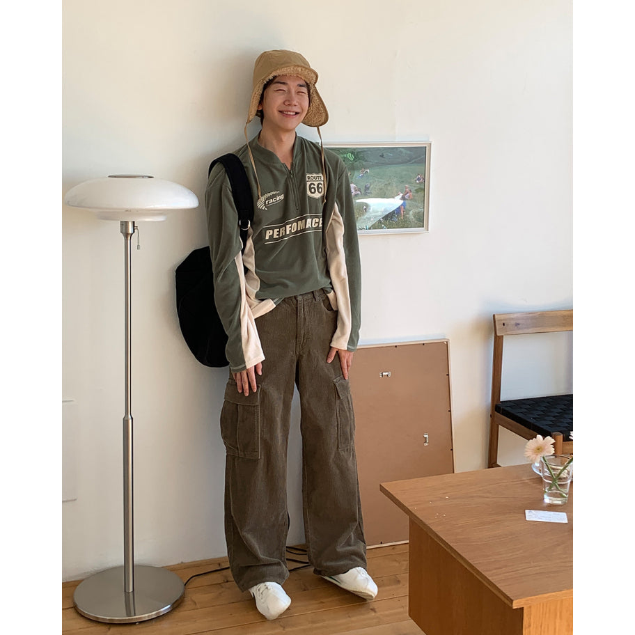 【Metanoia】韓國設計 工裝燈芯絨落地褲