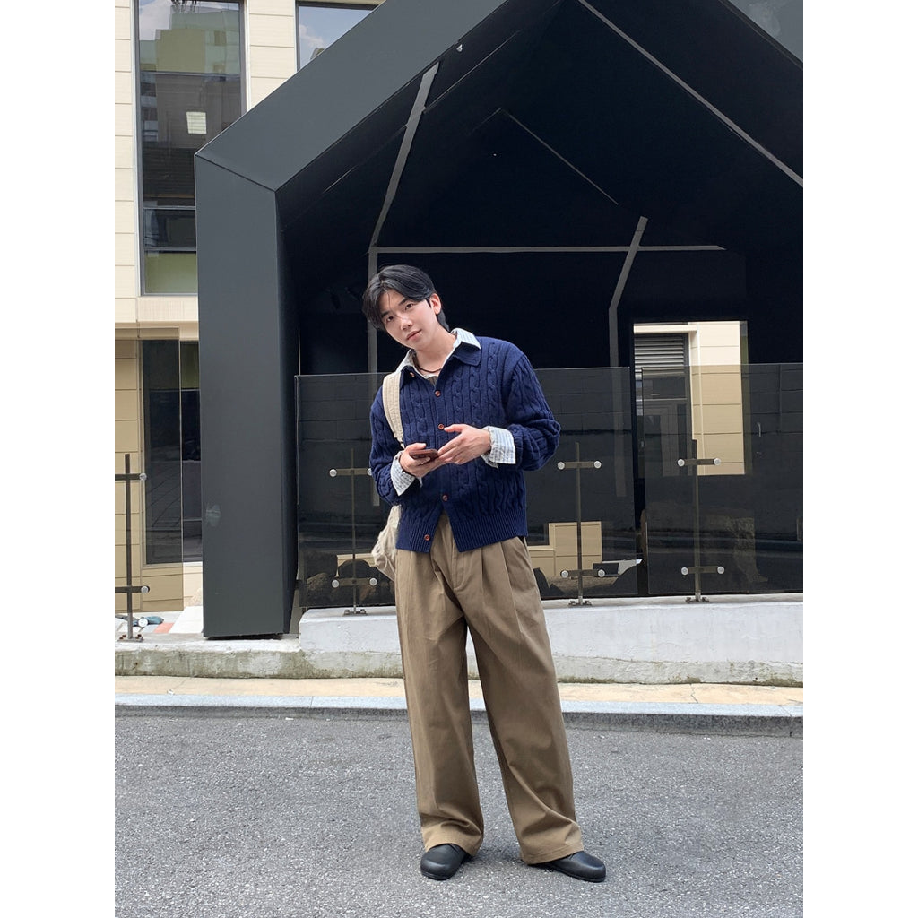 【Metanoia】🇰🇷韓製 後鬆緊卡其落地褲