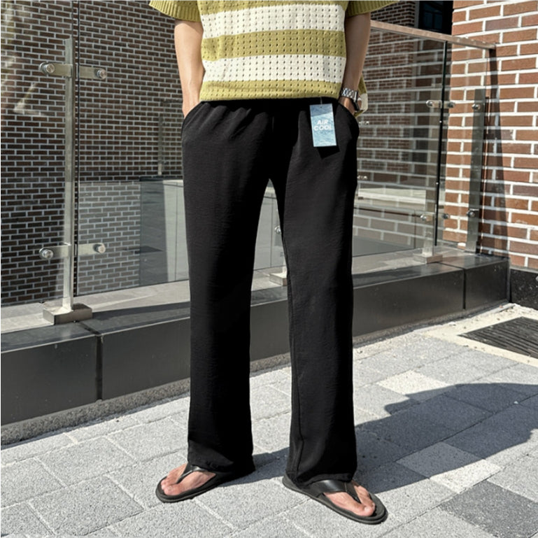 【Metanoia】韓國設計 涼感透氣亞麻落地褲