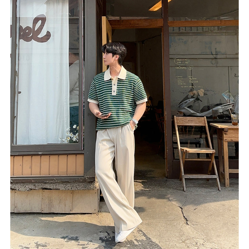 【Metanoia】韓國設計 休閒鬆緊帶落地褲