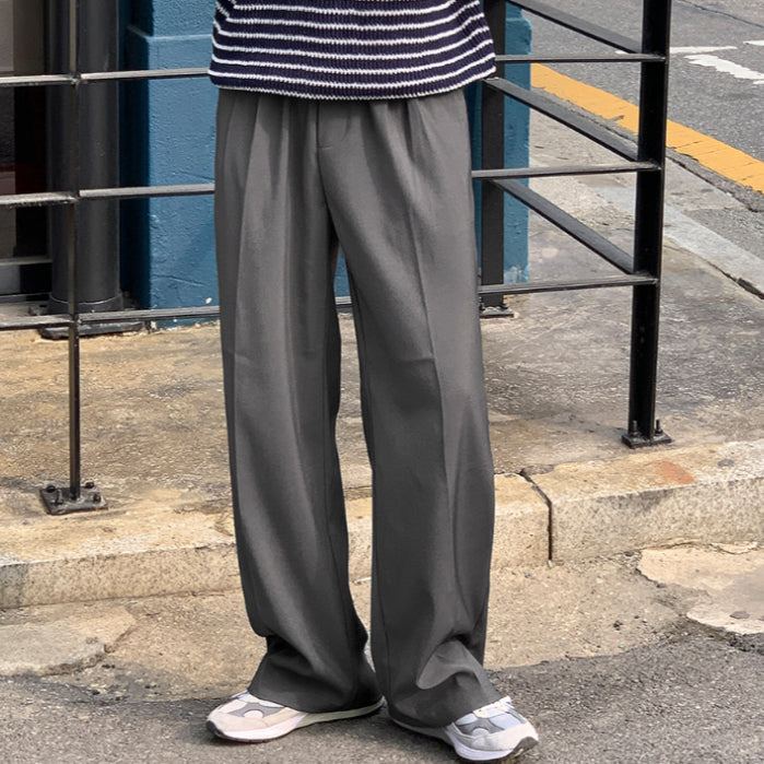 【Metanoia】韓國設計 休閒鬆緊帶落地褲