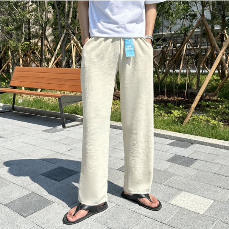 【Metanoia】韓國設計 涼感透氣亞麻落地褲