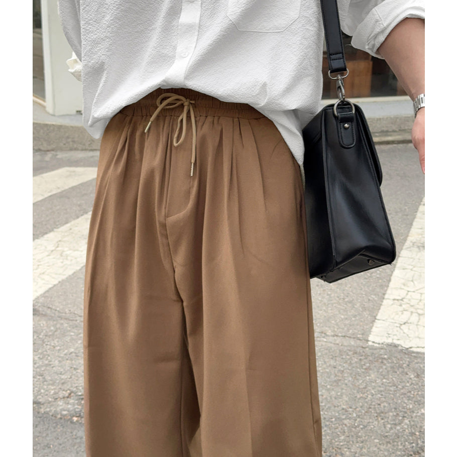 【Metanoia】韓國設計 休閒鬆緊帶落地褲