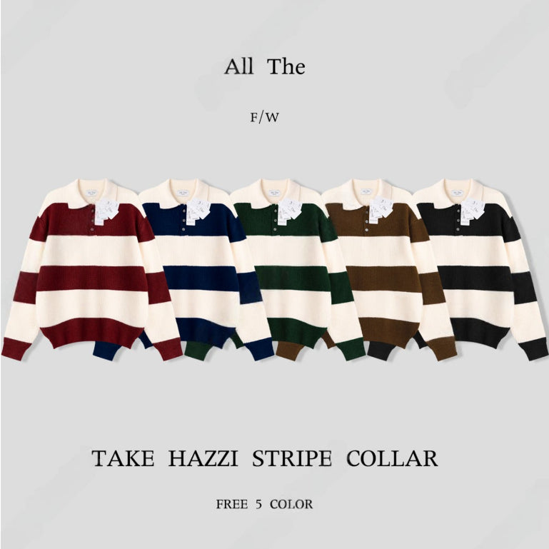 【Metanoia】韓國設計 翻領調紋針織衣