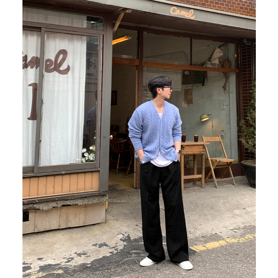 【Metanoia】韓國設計 休閒鬆緊帶落地褲