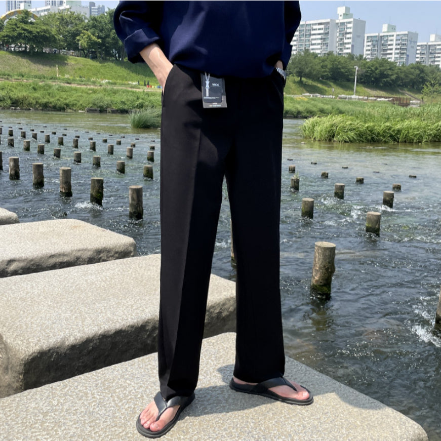 【Metanoia】韓國設計 涼感落地西裝褲