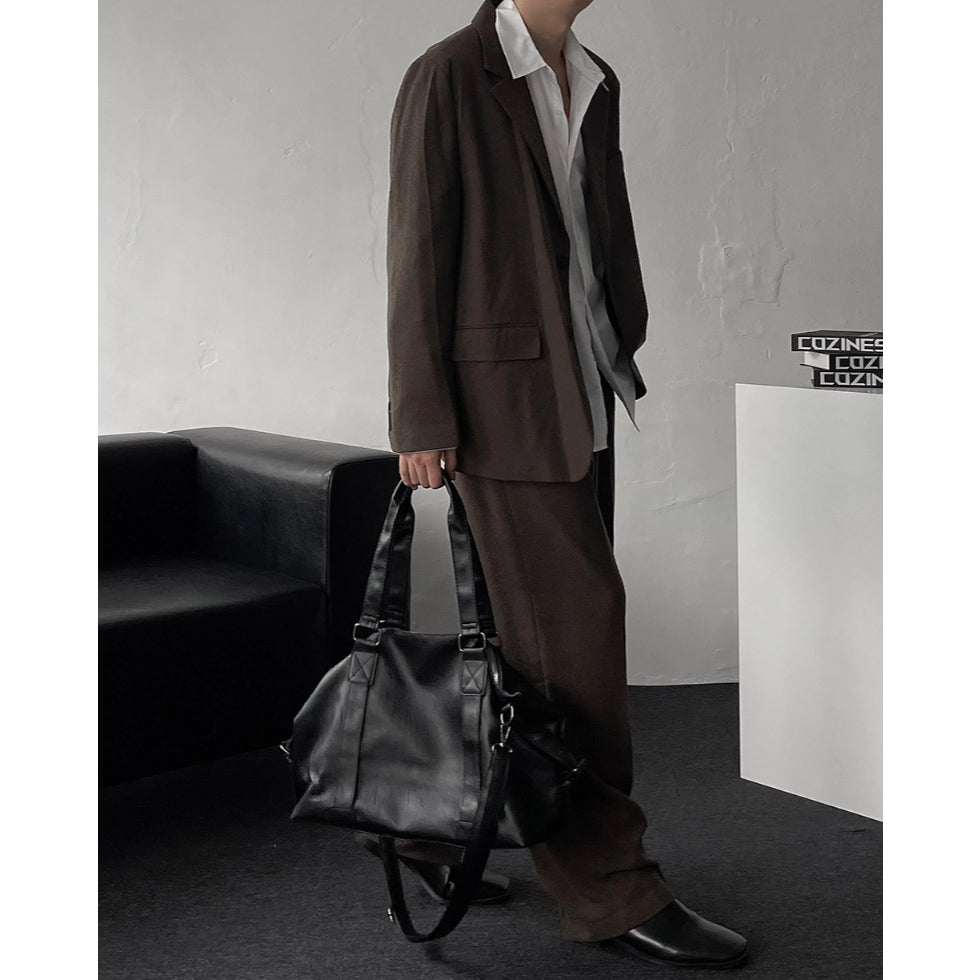 【Metanoia】韓國設計 實用波士頓皮革斜背包