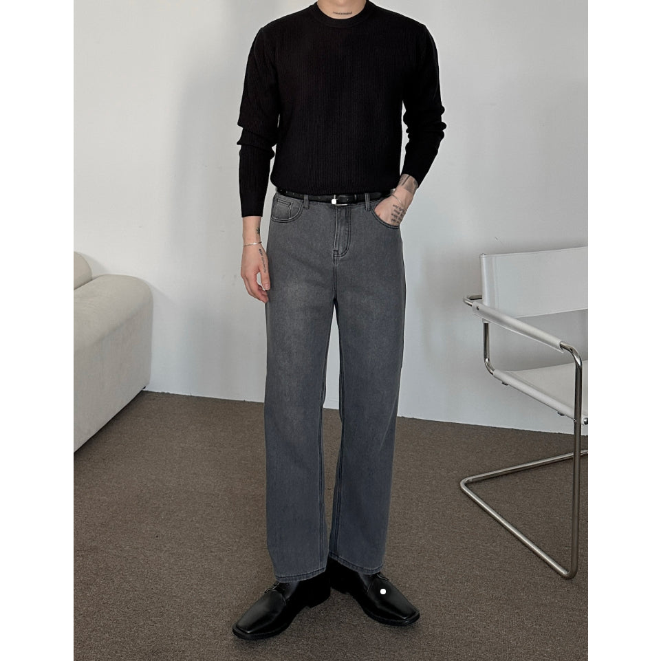 【Metanoia】韓國設計 寬鬆直筒牛仔落地褲