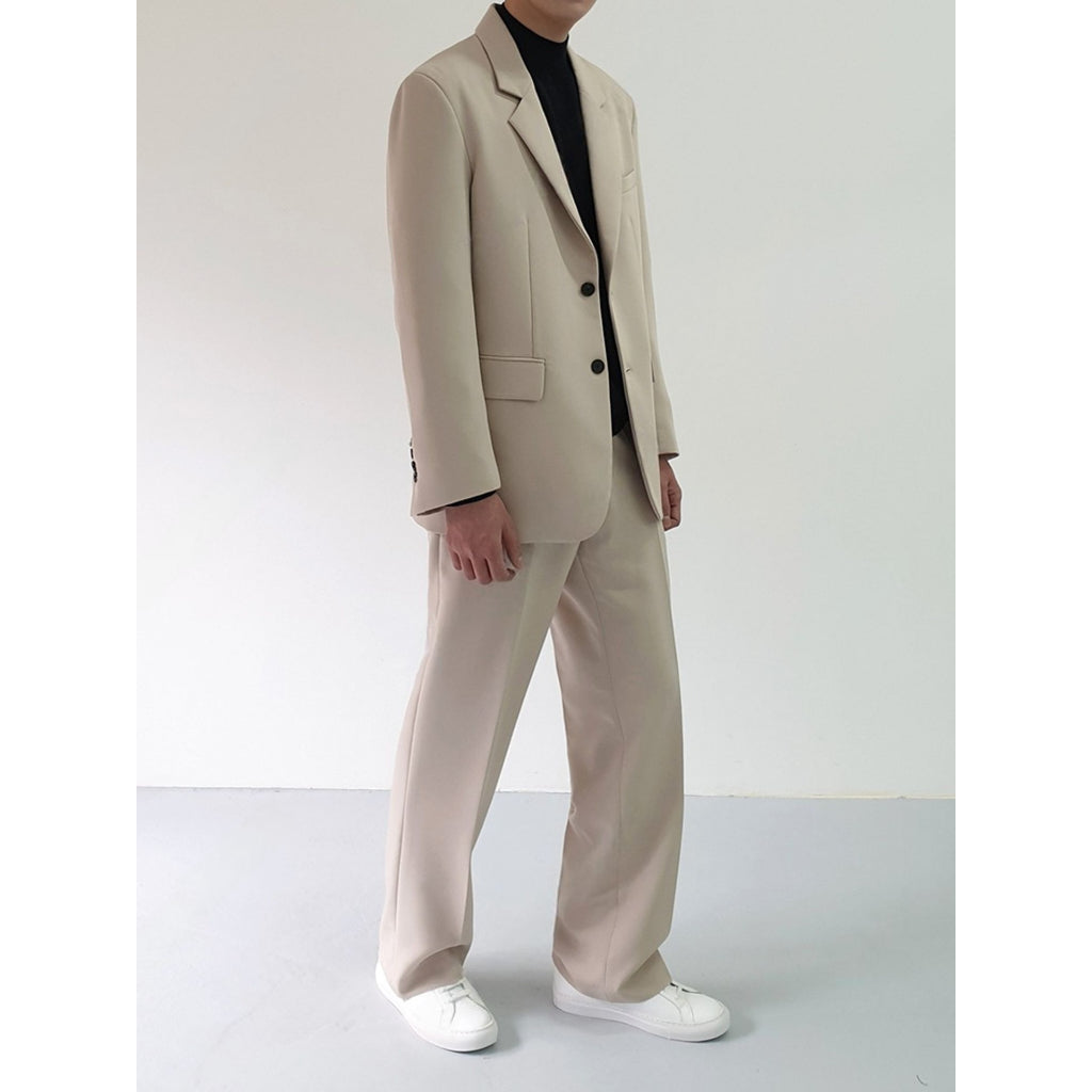 【Metanoia】🇰🇷韓製 後鬆緊寬鬆西裝落地褲 - 8