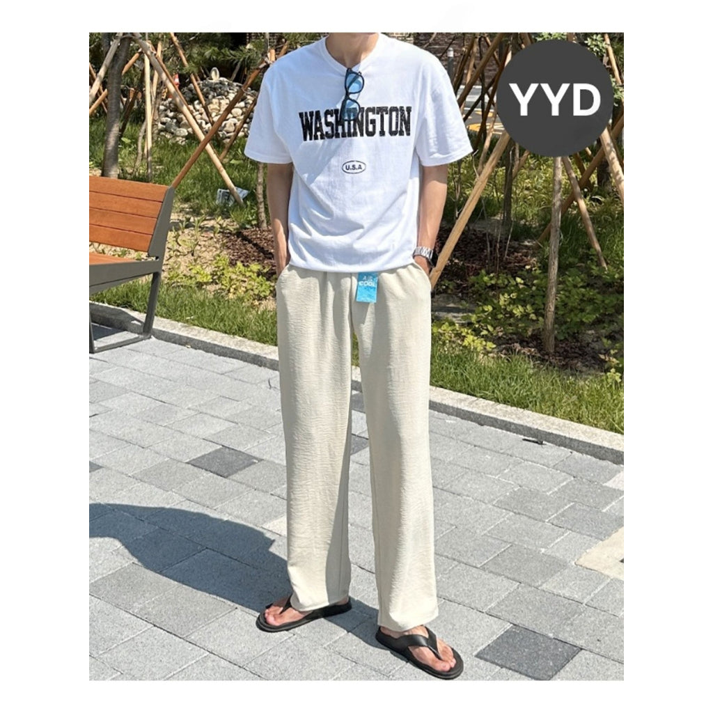 【Metanoia】韓國設計 涼感透氣亞麻落地褲