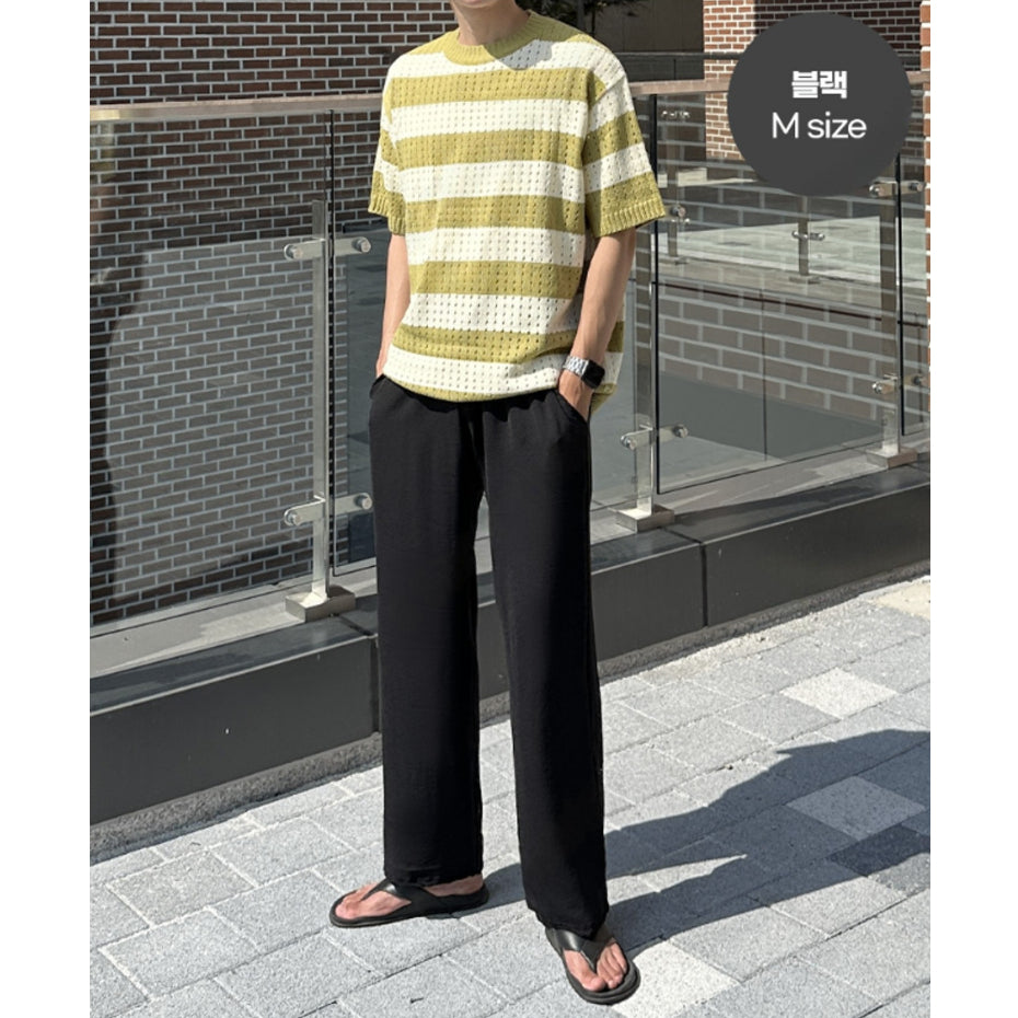 【Metanoia】韓國設計 涼感透氣亞麻落地褲