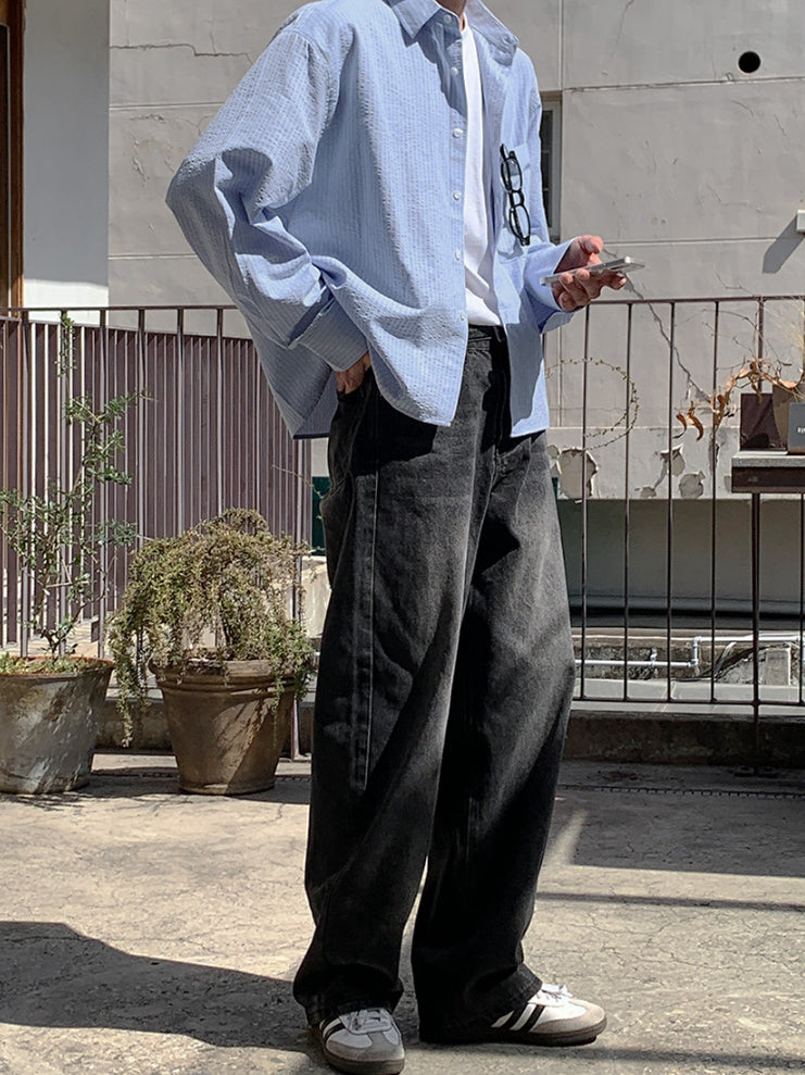 【Metanoia】🇰🇷韓製 短版條紋防皺翻領襯衫 - 3